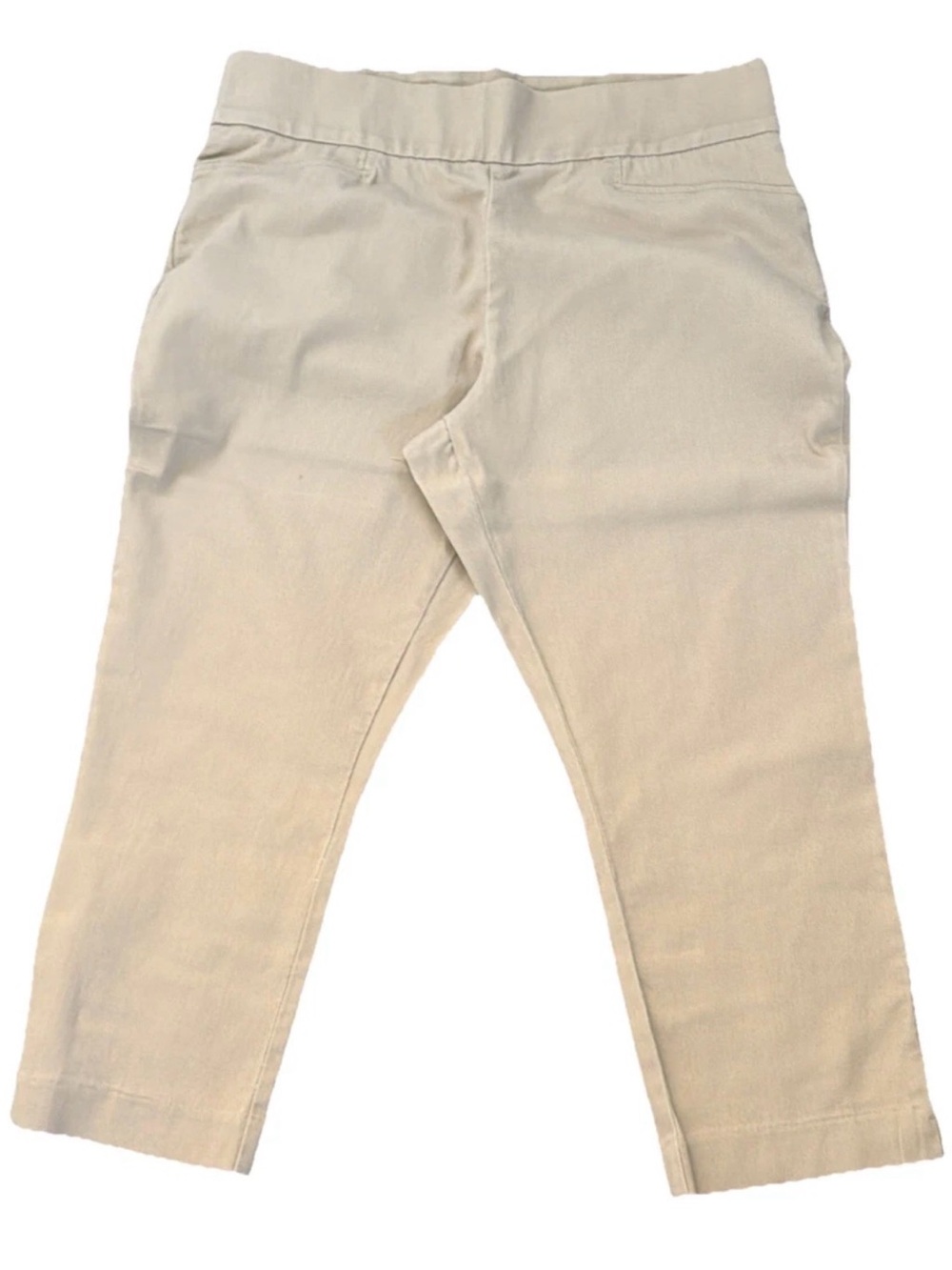 St John’s Bay Women’s Elastic Waist Relaxed Fit Capri Pants Khaki Size 14R